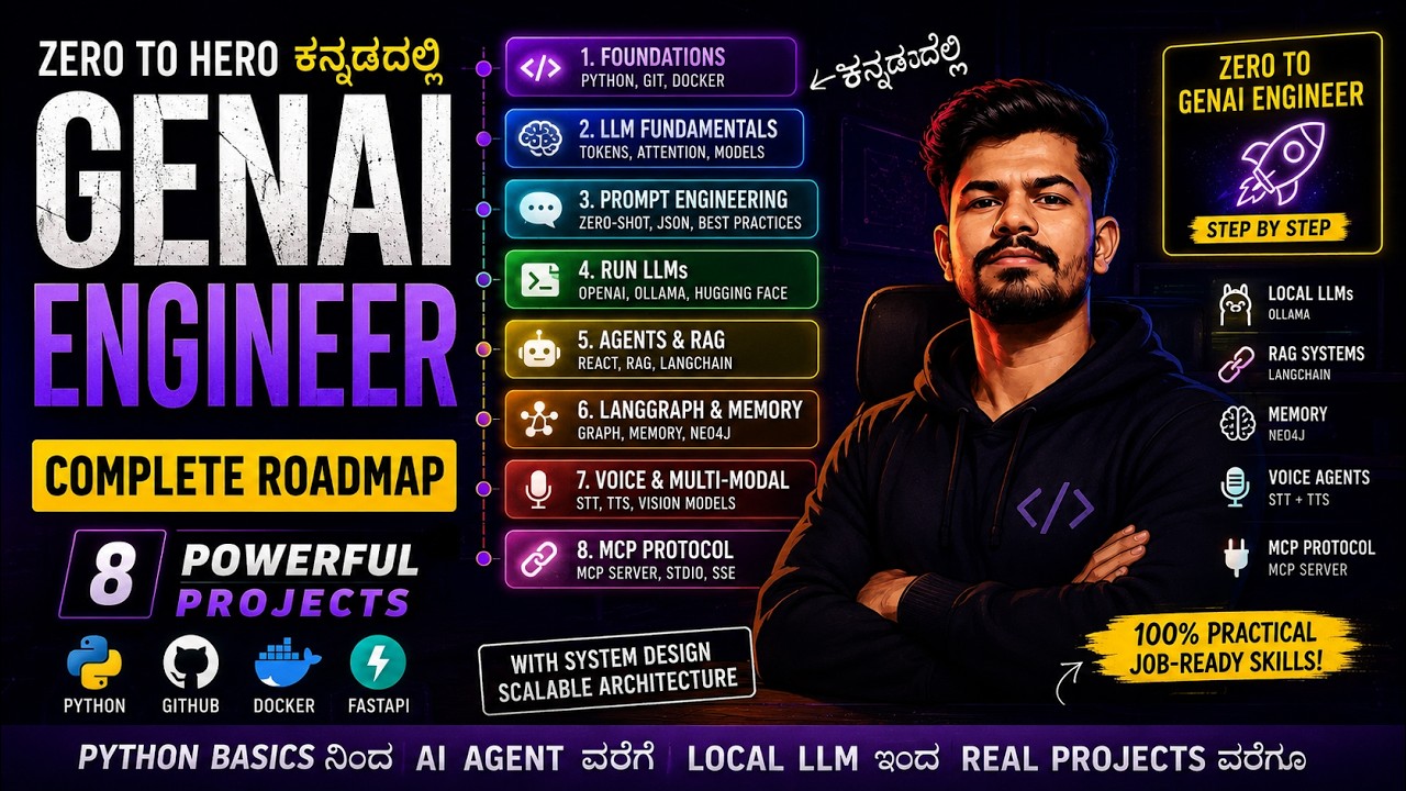 GENAI Engineer Roadmap 2026 Kannada 🔥 | Zero to AI Engineer Complete ...