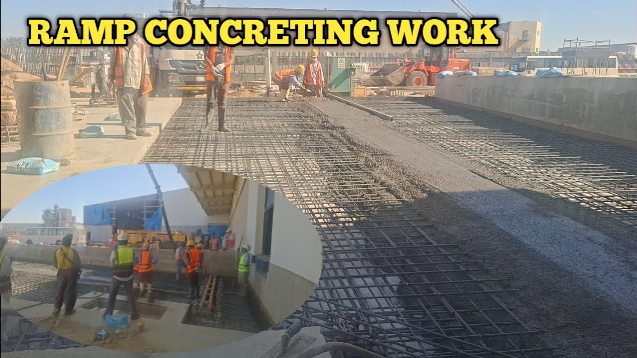 How to pouring of concrete in ramp w/ slope - YouTube