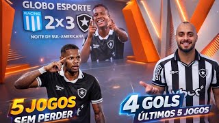GLOBO ESPORTE BOTAFOGO/ Botafogo quebra sequência histórica do Racing, e Conmebol destaca feito