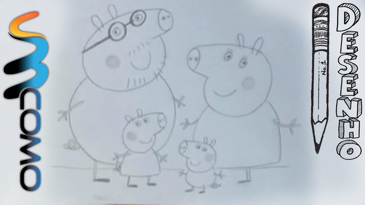 Desenhando toda a família da Peppa Pig 