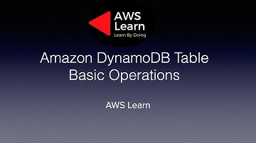 AWS DynamoDB table Basic Operations