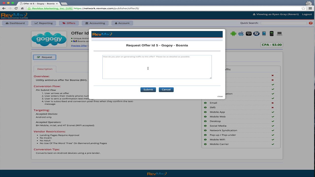 RevMax.com Publisher Dashboard Demonstration
