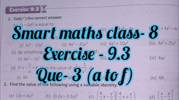 smart maths chapter 8 exercise 9.3| schand maths solutions class 8 ch-8 ex 9.3 |algebraic identities