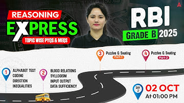 RBI Grade B 2025 | Reasoning Express: Topic Wise PYQs and MEQs | Day-2 | By Neelam Gahlot