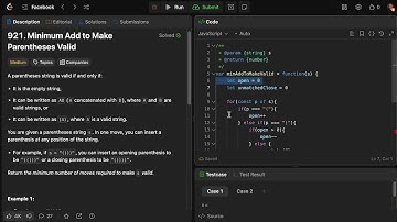 Facebook LeetCode Interview Questions | Minimum Add to Make Parentheses Valid