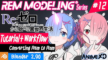 Tutorial + Workflow Modeling Rem #12[FINAL] - Converting Rem to Ram [blender 2.90]