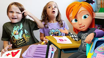 CRAZY SCHOOL CHALLENGES!!  Adley Niko & Navey back for First Day of new teachers, merch, & learning