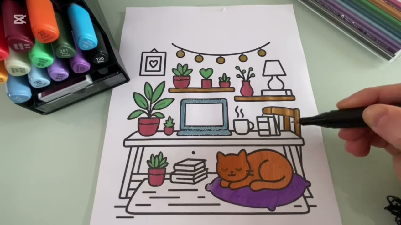 Cozy Coloring ASMR 🐱Relaxing Marker Sounds (No Talking)