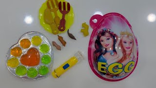 Let,s open a barbie surprise egg | satisfying sounds | jelly | toys | kitchen set | animals | light