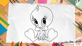 How to draw Tweety Bird - Easy step-by-step drawing lessons for kids