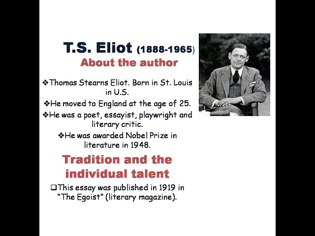 Tradition and individual talent by T.S. Eliot summary and explanation with notes. - YouTube