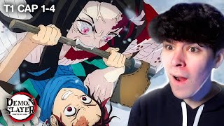 LA HERMANA de TANJIRO se CONVIERTE en DEMONIO | KIMETSU NO YAIBA T1 CAP 1 - 4 (REACCIÓN)