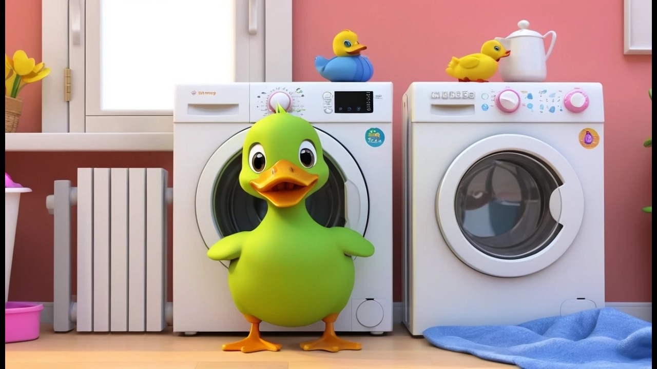 Утка прячется в стиральной машине 🧺🦆