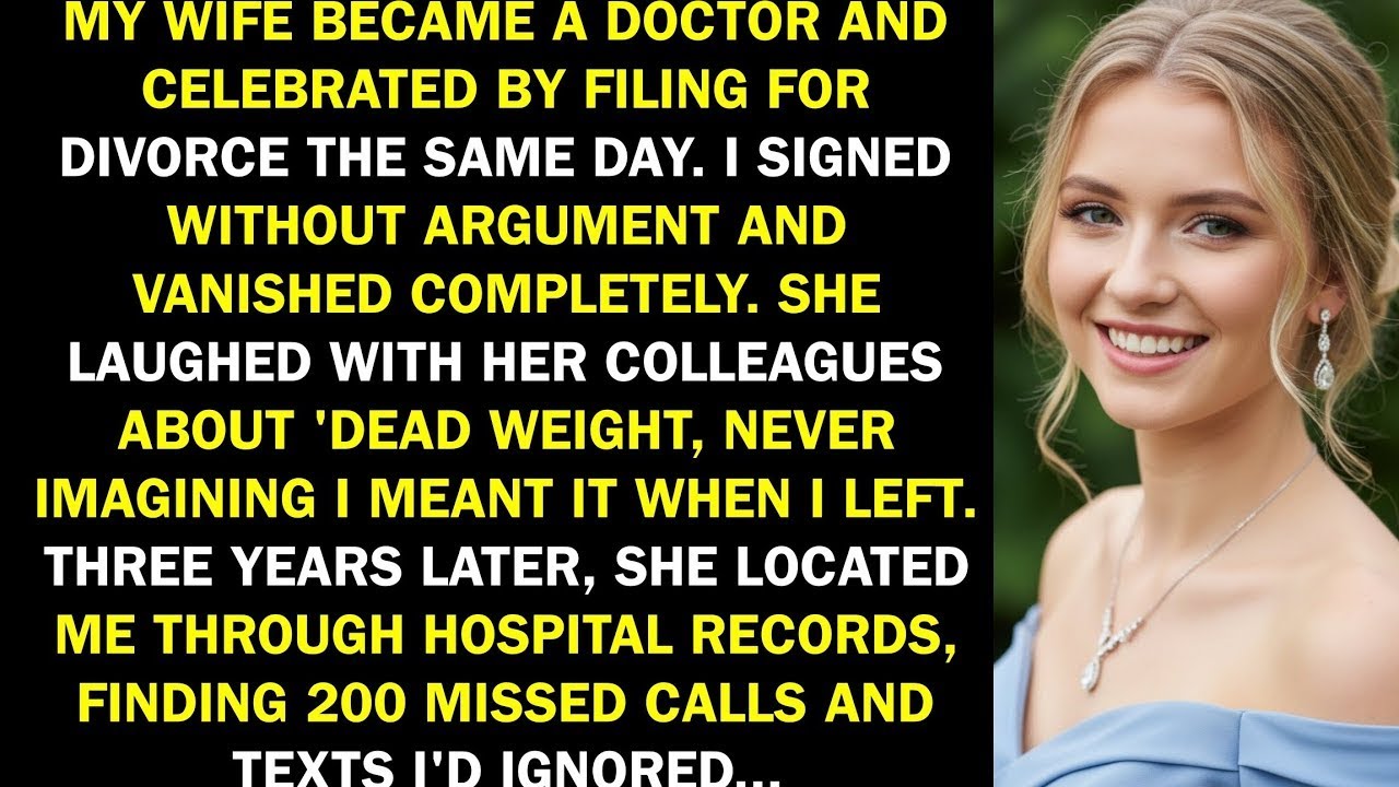 My wife became a doctor and celebrated by filing for divorce the very same day. Three years later…