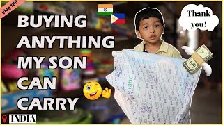 BUYING ANYTHING MY SON CAN CARRY II Filipino Indian Family Vlog # 189