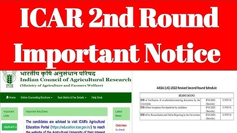 icar 2nd Round Important Notice l Last Date of Uploading Document/ Payment 10,000 #icar #counseling