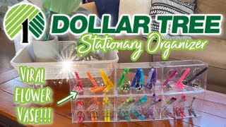 *VIRAL FLOWER VASE* Stationary Organizer!!! | Dollar Tree DIY | Easy Organization!