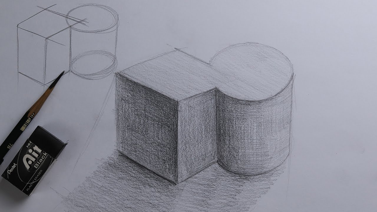 Face Geometry Box How to draw Box and cylinder intersect face ''geometry'' #28 - YouTube
