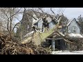 Dangerous Idiots Tree Felling Fails With Chainsaw, Big Tree Removal Fails Falling On Houses