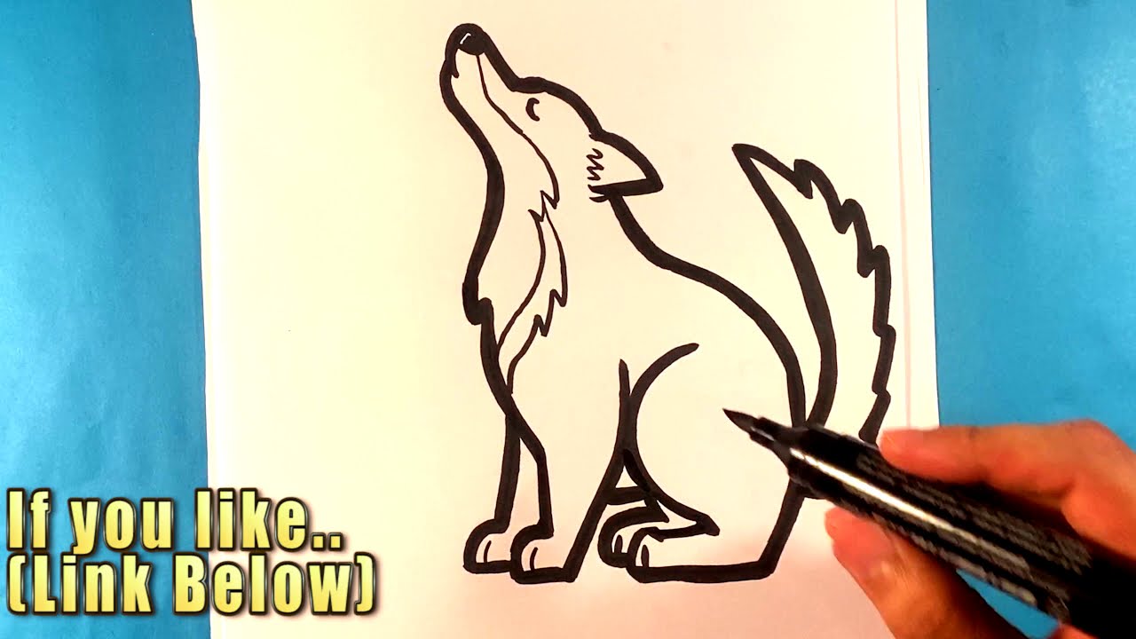 simple howling wolf drawing