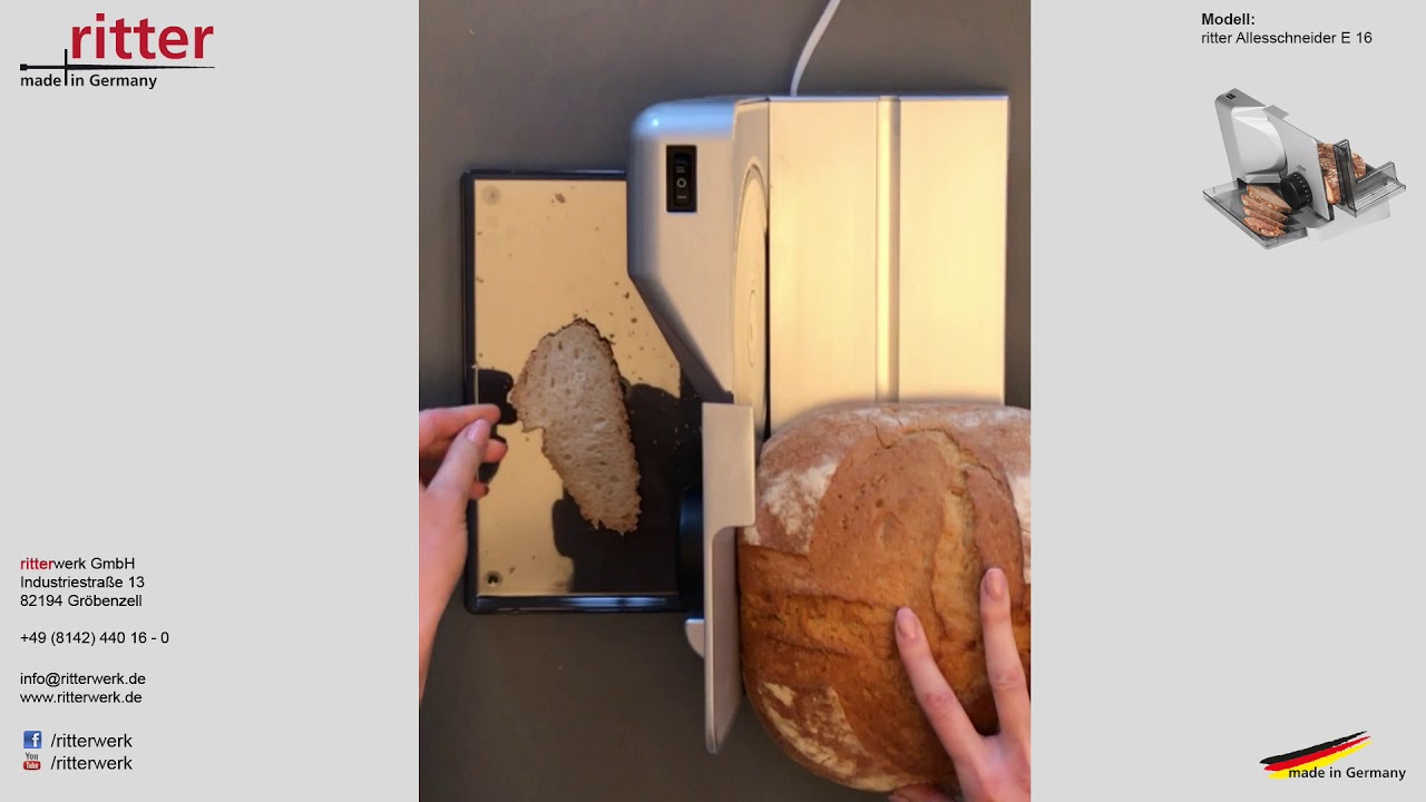 Großes Brot richtig schneiden mit dem ritter-Allesschneider E 16 - YouTube