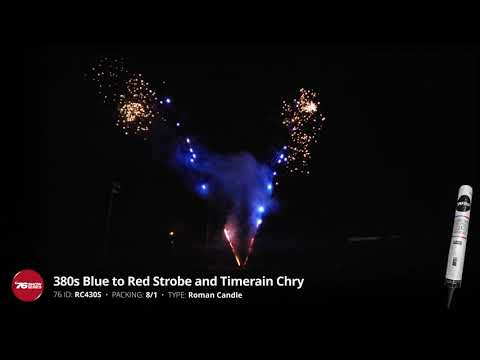 RWB Roman Candle - RC430S 380 Shot Blue to Red Strobe and