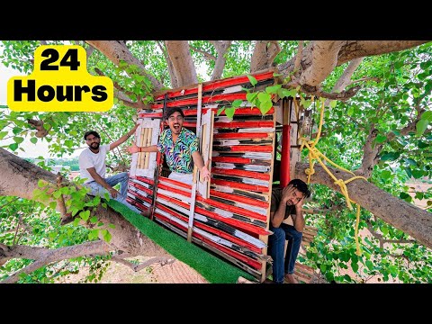 Living 24 Hours in Tree House Challenge | पहेली बुझाओ काम चलाओ | Challenge Gone Crazy