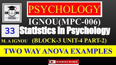 IGNOUMPC06|Statistics in Psychology|TWO WAY ANOVA EXAMPLES|Block3|Unit4|Par2