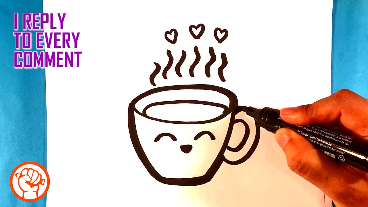 How To Draw A Cute Coffee Cup Youtube