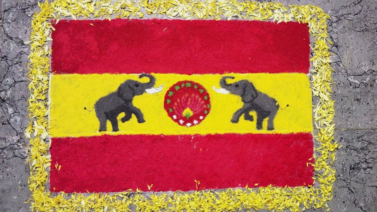 யானைகள் பிளிற 🐘, மலர்கள் சூட 🌸  TVK கொடி கோலம் 🎨 - தத்ரூபமாக! ✨  | Step by Step Guide