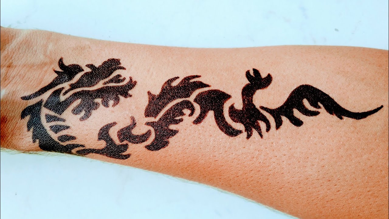 Dragon Tattoo||Simpele Dragon Tattoo On Hand Using Pen||Tattoo Desing ...