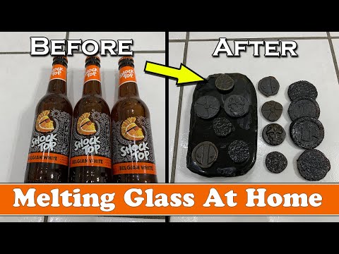 Melting GLASS Bottles Into A Huge Glass Ingot AND Coins - Melting Glass At Home