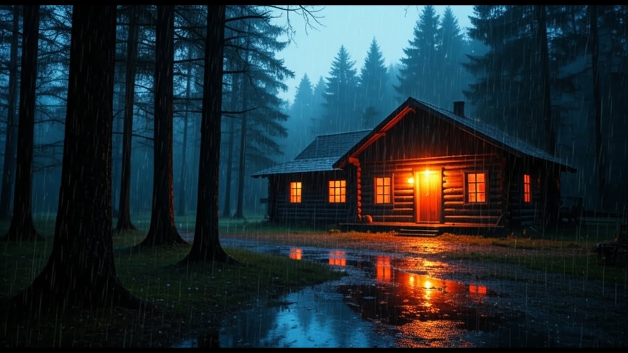 Cozy Cabin in the Rain 🌧️ | Heavy Rainstorm Forest Ambience for Sleep ...