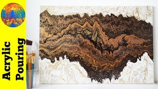 Double Dirty Acrylic Pour Painting on a Large Canvas - Strata