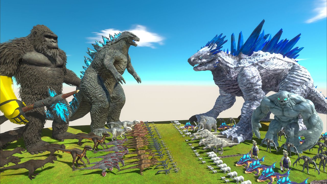 Dark Monster War - Team Dark Godzilla 2014 x Kong + Indoraptor + Indominus Rex VS Team Ice Shimo