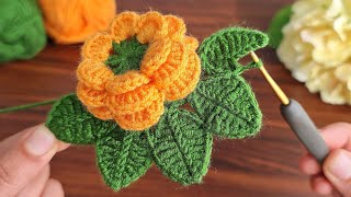 ⚡💯 Wonderful⚡💯 How to crochet a flower knitting 🤩 Orange Flower Motif crochet flower loved it.
