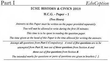ICSE 2018 History & Civics Solved QP