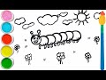 Beginners Shapes with🐛❤️Caterpillar🌿 Drawing, Painting, Coloring for Kids & Toddlers| Let's Paint#63