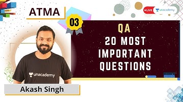 ATMA 2021 | 20 Most Important Questions | Quants | Akash Singh | Unacademy CATalyst