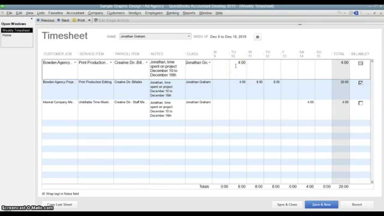 Using Quickbooks Timesheets - YouTube