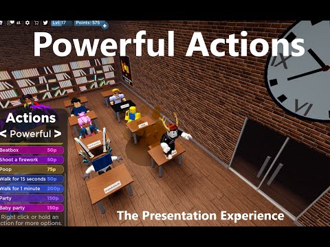 the presentation experience roblox all actions