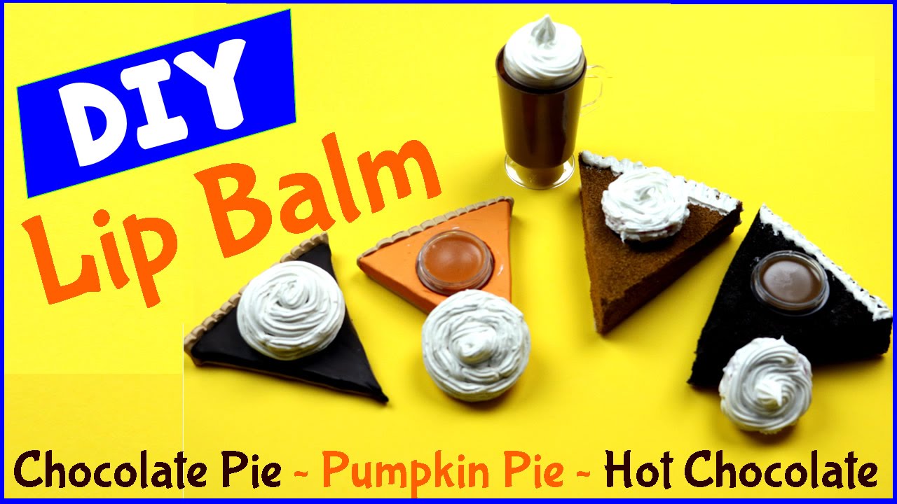 DIY Crafts: DIY Lip Balm Tinted - (Squishy & Polymer Clay Containers - Pumpkin & Chocolate Pie)
