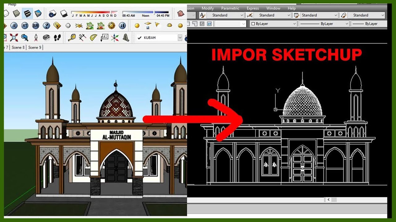 TUTORIAL CARA CEPAT IMPOR SKETCHUP KE AUTOCAD 2D TAMPAK YouTube