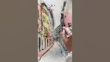 Architecture sketch in watercolor and ink #art