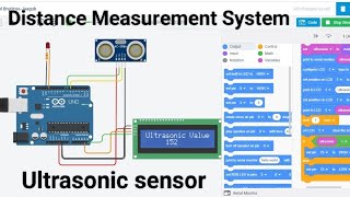 Ultrasonic sensor tinkercad with led in English | Distance measure | tinkercad circuits | code