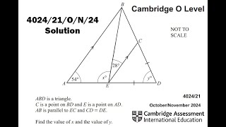 O Level Geometry Question Solved! | 4024/21/O/N/24 | Find the Angles (x and y) Easily!