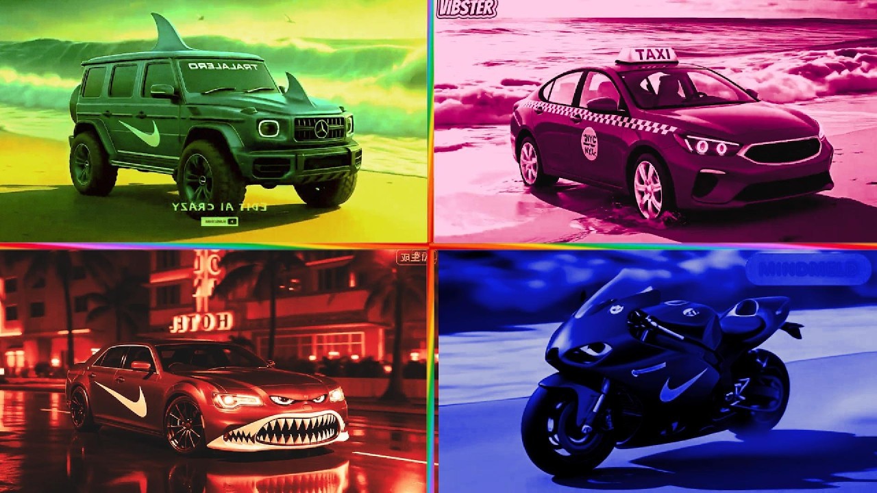 🟢 GREEN SHARK G-WAGON 🆚 🩷 PINK BEACH TAXI 🔴 RED NIGHT MONSTER CAR 🆚 🔵 BLUE SPEED BIKE