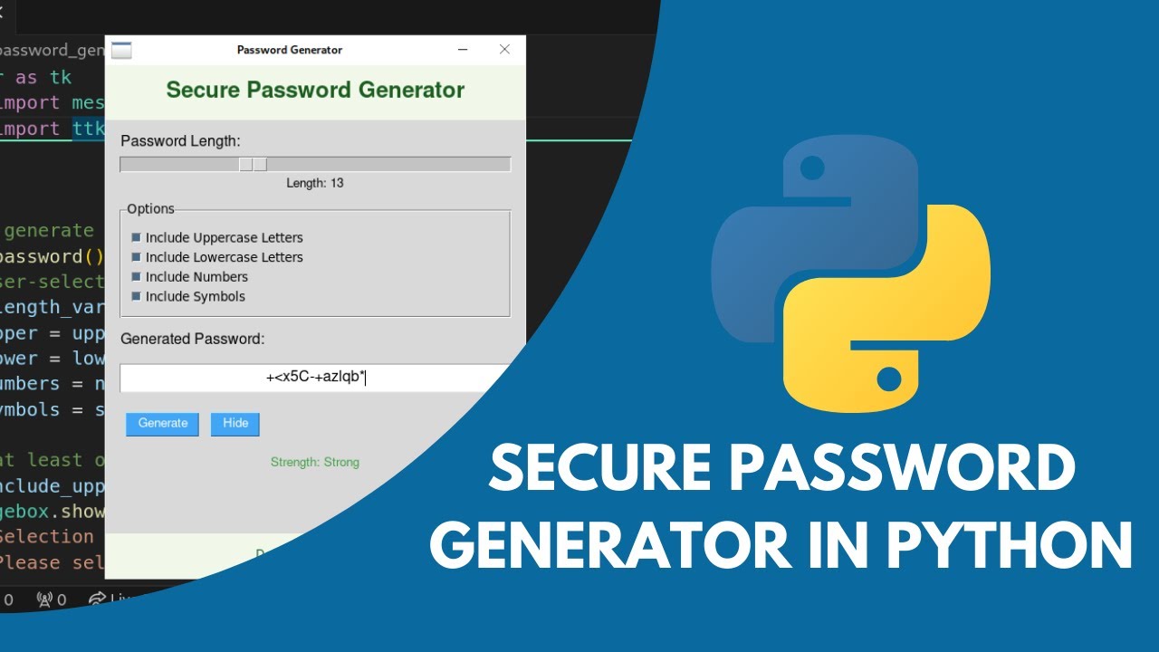 Build a Secure Password Generator in Python with Tkinter | Step-by-Step ...