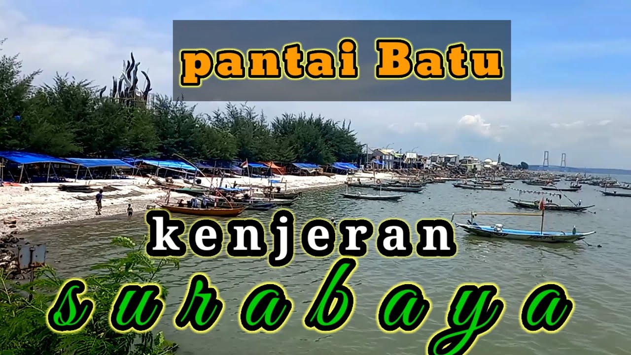 Pantai batu Kenjeran,tempat nongkrong sambil lihat sunset di waktu senja//bisa lihat suramadu