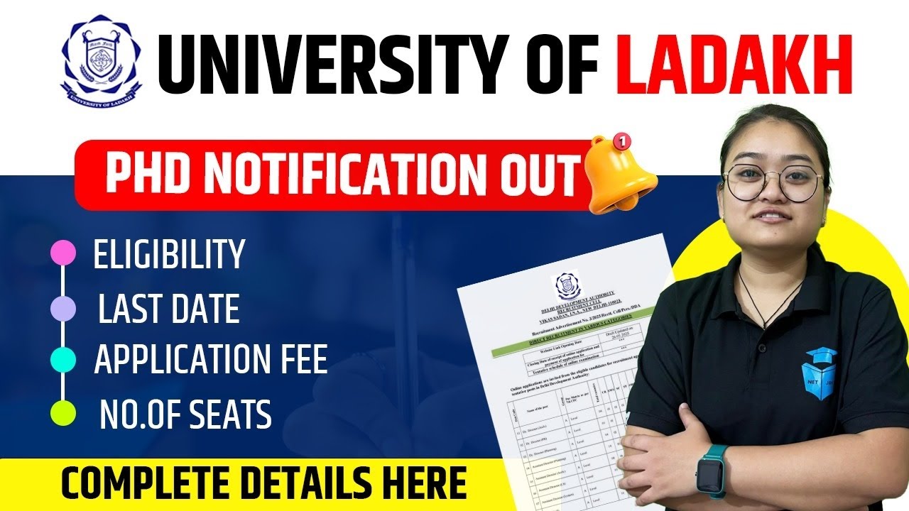 University of Ladakh PhD Admission 2026 | Eligibility | Application Fee | Seats | Last Date